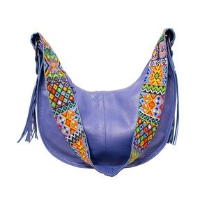 Cristina Orozco Blue Leather Luna Handbag